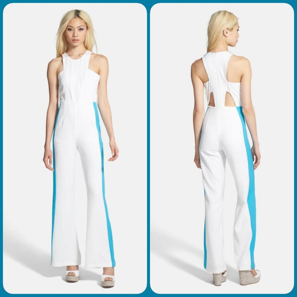 Foxiedox BIANCA colorblock Flared Jumpsuit onesie retro disco 70s insp - Picture 2 of 13